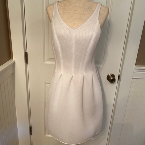 W by Worth Dresses & Skirts - W WORTH DRESS FIT FLARE WHITE SLEEVELESS V-NECK Size 6 SCUBA FABRIC